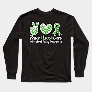 Cerebral Palsy Awareness Leopard Peace Love Cure Long Sleeve T-Shirt